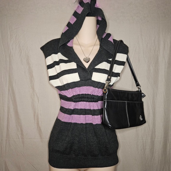 Unionbay Hooded Sweater‎ Top Striped Sleeveless - Picture 1 of 4